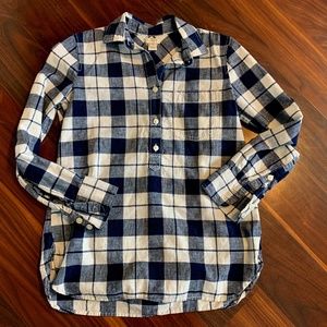 J.Crew blue plaid long sleeve half button up shirt